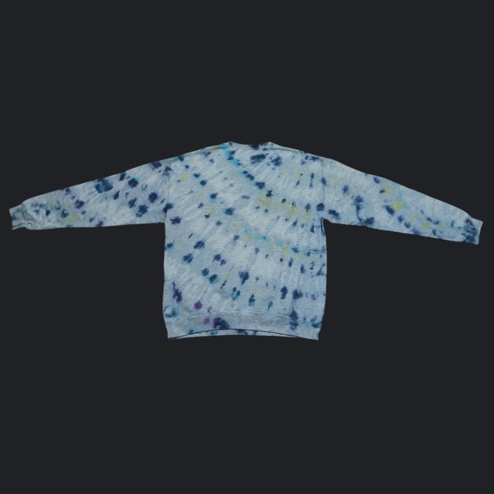 Fruit of the Loom Vintage Gray Colorful Tie-Dye Sweatshirt Cozy Pullover Size L - Picture 8 of 13